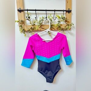 Pink, Blue, and Black Long Sleeve Leotard with Studs on the chest!